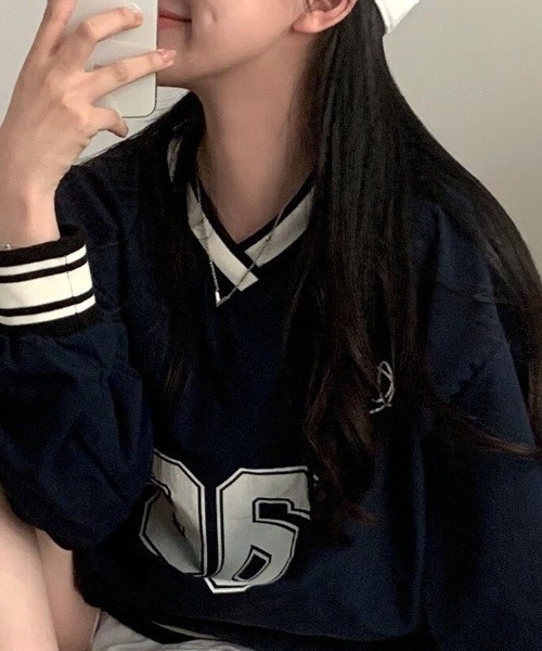 NANEA（ナネア）の「ナンバープリントVネックスポーツT（Tシャツ/カットソー・レディース・ネイビー・LARGE/X-LARGE）」の13枚目の写真