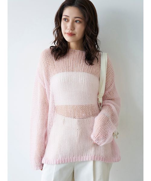 emmi(エミ)の「【ONLINE限定カラーあり】モヘアニットプルオーバー(ニット/セーター・レディース・ライトグレー/ライトブルー/ダークグレー/ピンク/ブラウン・F)」の5枚目の写真