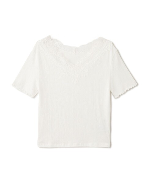 Jayro(ジャイロ)の「レーストリミング半袖Tシャツ(Tシャツ/カットソー・レディース・グレー/ブラック/ホワイト系その他・M)」の2枚目の写真
