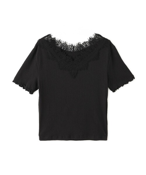 Jayro(ジャイロ)の「レーストリミング半袖Tシャツ(Tシャツ/カットソー・レディース・グレー/ブラック/ホワイト系その他・M)」の3枚目の写真