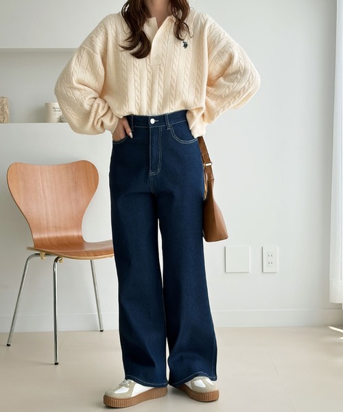GeeRA(ジーラ)の「ワイドルーズデニムパンツ(デニムパンツ・レディース・ネイビー/ブルー/ライトブルー・MEDIUM/SMALL/X-LARGE/LARGE)」の7枚目の写真