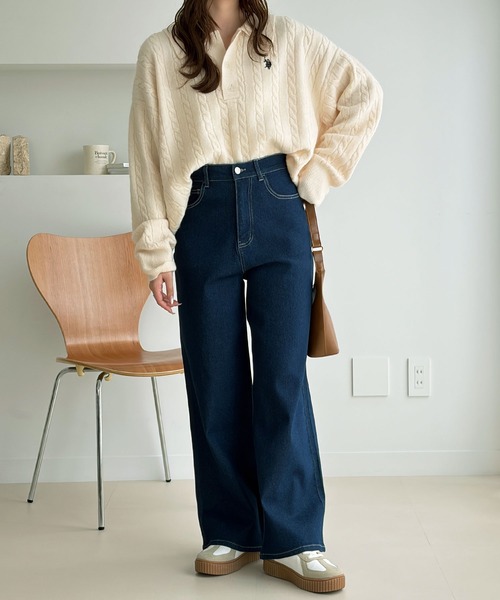 GeeRA(ジーラ)の「ワイドルーズデニムパンツ(デニムパンツ・レディース・ネイビー/ブルー/ライトブルー・MEDIUM/SMALL/X-LARGE/LARGE)」の8枚目の写真