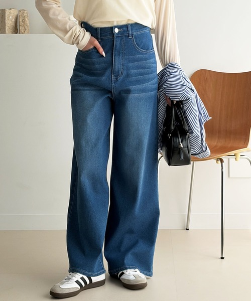 GeeRA(ジーラ)の「ワイドルーズデニムパンツ(デニムパンツ・レディース・ネイビー/ブルー/ライトブルー・MEDIUM/SMALL/X-LARGE/LARGE)」の9枚目の写真