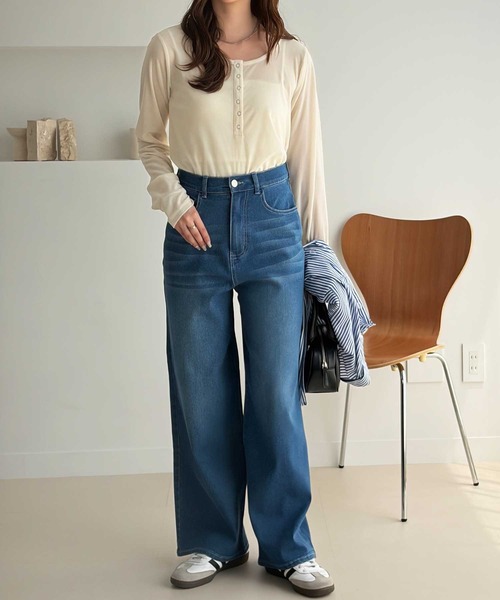 GeeRA(ジーラ)の「ワイドルーズデニムパンツ(デニムパンツ・レディース・ネイビー/ブルー/ライトブルー・MEDIUM/SMALL/X-LARGE/LARGE)」の12枚目の写真