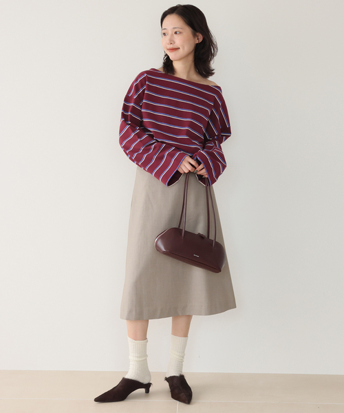 SLOBE IENA(スローブイエナ)の「マルチボーダーボートネックカットソー(Tシャツ/カットソー・レディース・ネイビー/ボルドー・FREE)」の8枚目の写真