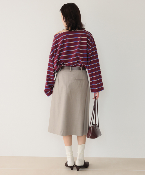 SLOBE IENA(スローブイエナ)の「マルチボーダーボートネックカットソー(Tシャツ/カットソー・レディース・ネイビー/ボルドー・FREE)」の10枚目の写真