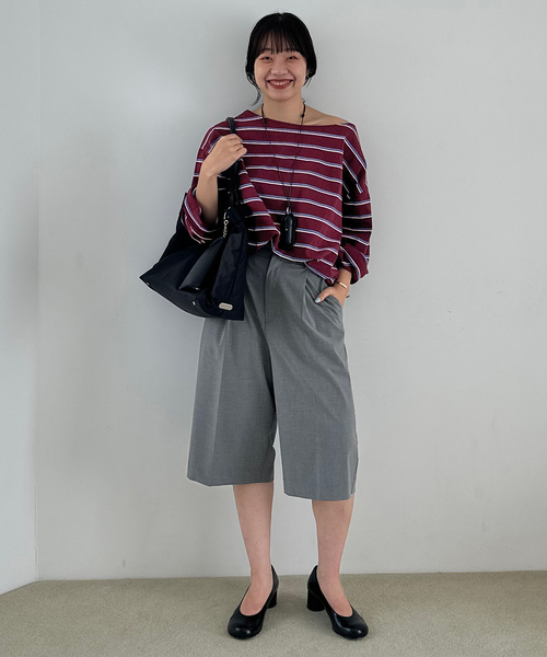 SLOBE IENA(スローブイエナ)の「マルチボーダーボートネックカットソー(Tシャツ/カットソー・レディース・ネイビー/ボルドー・FREE)」の12枚目の写真