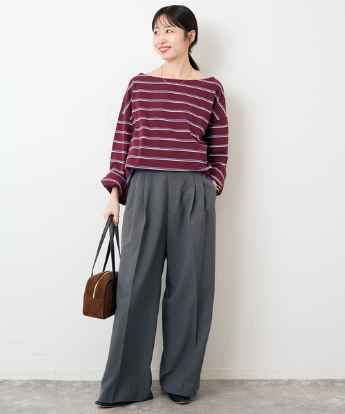SLOBE IENA(スローブイエナ)の「マルチボーダーボートネックカットソー(Tシャツ/カットソー・レディース・ネイビー/ボルドー・FREE)」の14枚目の写真