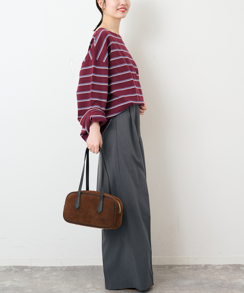 SLOBE IENA(スローブイエナ)の「マルチボーダーボートネックカットソー(Tシャツ/カットソー・レディース・ネイビー/ボルドー・FREE)」の15枚目の写真