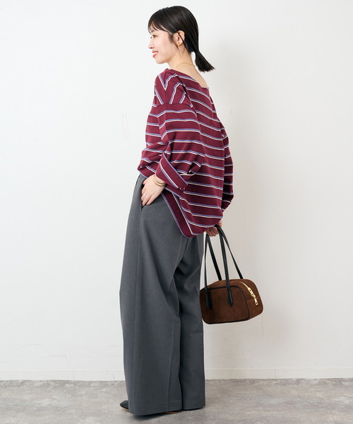 SLOBE IENA(スローブイエナ)の「マルチボーダーボートネックカットソー(Tシャツ/カットソー・レディース・ネイビー/ボルドー・FREE)」の16枚目の写真