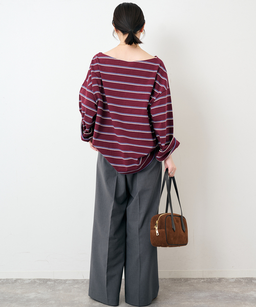 SLOBE IENA(スローブイエナ)の「マルチボーダーボートネックカットソー(Tシャツ/カットソー・レディース・ネイビー/ボルドー・FREE)」の17枚目の写真