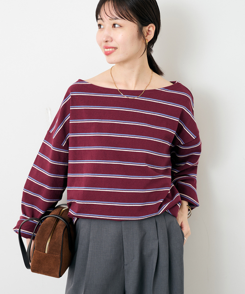 SLOBE IENA(スローブイエナ)の「マルチボーダーボートネックカットソー(Tシャツ/カットソー・レディース・ネイビー/ボルドー・FREE)」の18枚目の写真