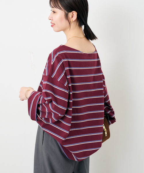 SLOBE IENA(スローブイエナ)の「マルチボーダーボートネックカットソー(Tシャツ/カットソー・レディース・ネイビー/ボルドー・FREE)」の21枚目の写真