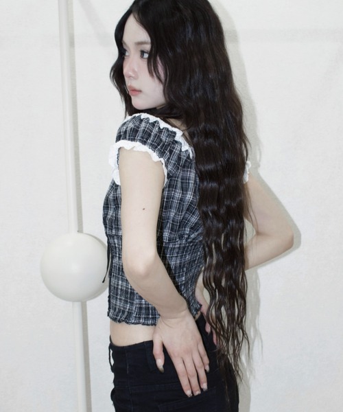 REINE NOIRE(レーヌノワール)の「noire check tops. / ノワール チェック トップス(シャツ/ブラウス・レディース・ブラック×ホワイト・FREE)」の20枚目の写真