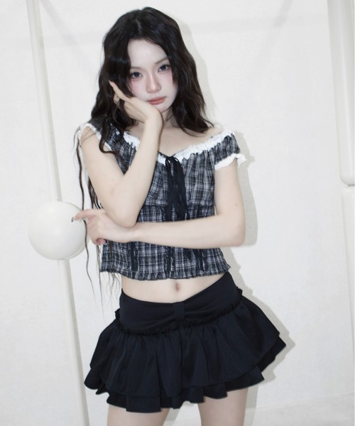 REINE NOIRE(レーヌノワール)の「noire check tops. / ノワール チェック トップス(シャツ/ブラウス・レディース・ブラック×ホワイト・FREE)」の12枚目の写真