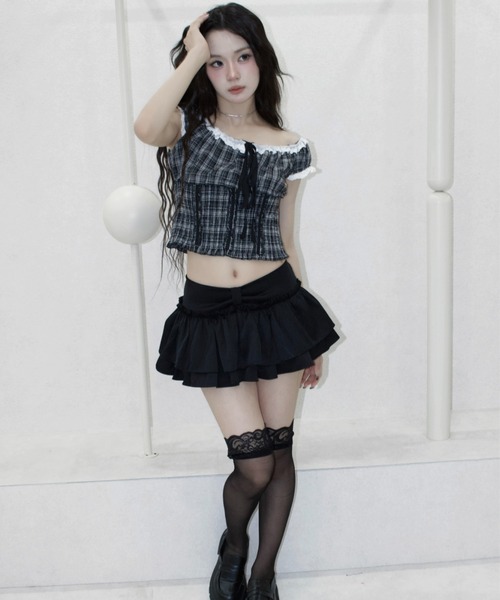 REINE NOIRE(レーヌノワール)の「noire check tops. / ノワール チェック トップス(シャツ/ブラウス・レディース・ブラック×ホワイト・FREE)」の13枚目の写真