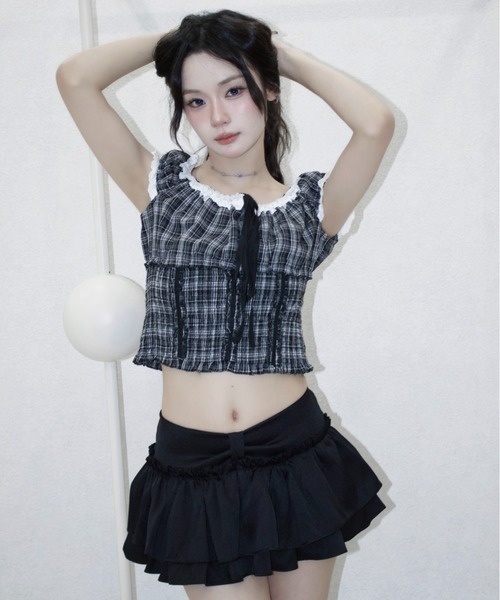 REINE NOIRE(レーヌノワール)の「noire check tops. / ノワール チェック トップス(シャツ/ブラウス・レディース・ブラック×ホワイト・FREE)」の16枚目の写真