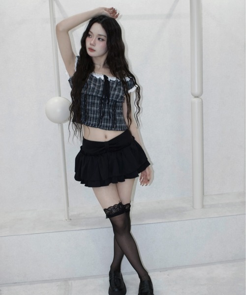 REINE NOIRE(レーヌノワール)の「noire check tops. / ノワール チェック トップス(シャツ/ブラウス・レディース・ブラック×ホワイト・FREE)」の17枚目の写真