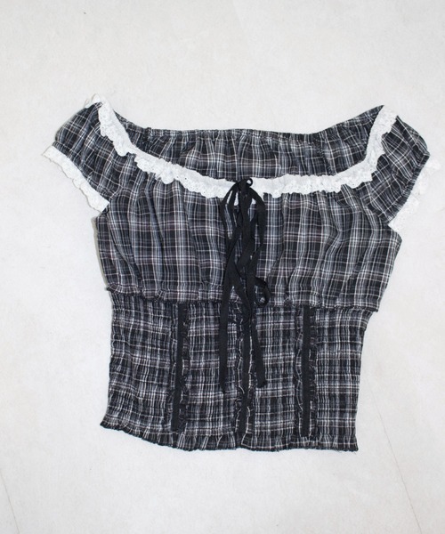 REINE NOIRE(レーヌノワール)の「noire check tops. / ノワール チェック トップス(シャツ/ブラウス・レディース・ブラック×ホワイト・FREE)」の11枚目の写真