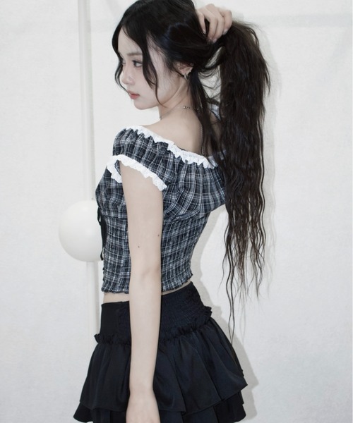 REINE NOIRE(レーヌノワール)の「noire check tops. / ノワール チェック トップス(シャツ/ブラウス・レディース・ブラック×ホワイト・FREE)」の9枚目の写真