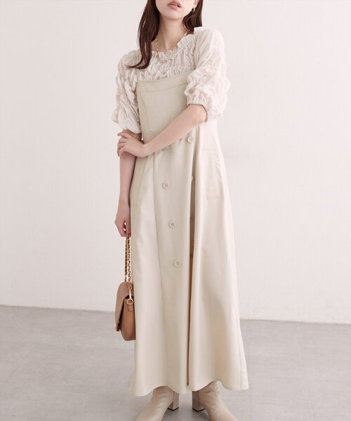 natural couture(ナチュラルクチュール)の「フロントボタンキャミワンピース(ワンピース・レディース・ブラウン/ブラック/ライトベージュ/チャコールグレー・FREE)」の14枚目の写真