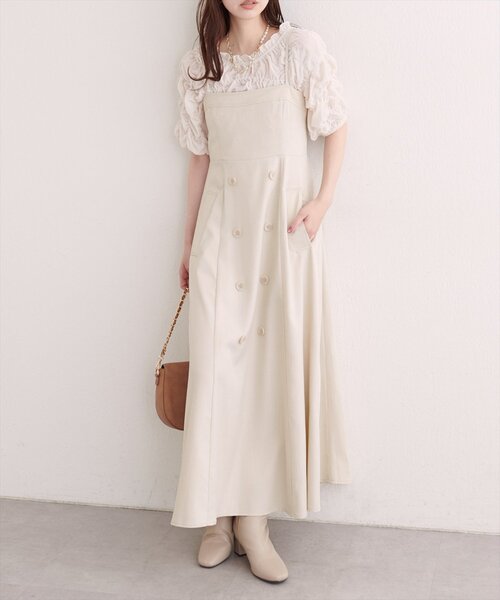 natural couture(ナチュラルクチュール)の「フロントボタンキャミワンピース(ワンピース・レディース・ブラウン/ブラック/ライトベージュ/チャコールグレー・FREE)」の15枚目の写真
