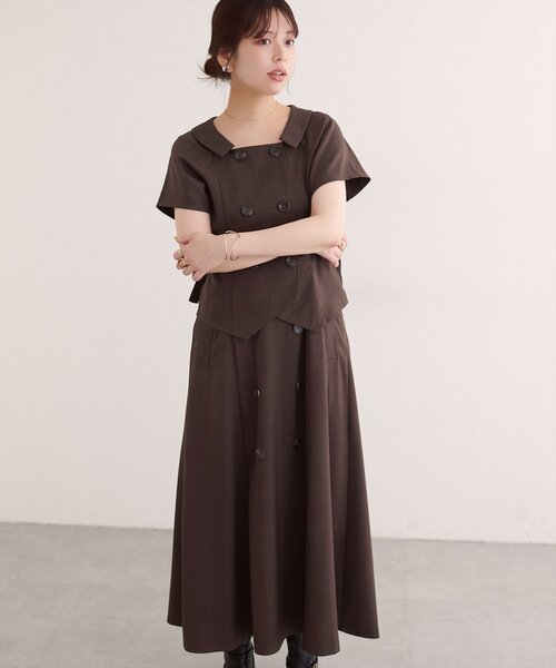 natural couture(ナチュラルクチュール)の「フロントボタンキャミワンピース(ワンピース・レディース・ブラウン/ブラック/ライトベージュ/チャコールグレー・FREE)」の22枚目の写真