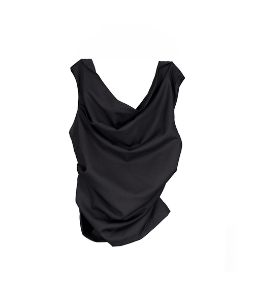 PROJECT WAVE（プロジェクトウェーブ）の「Mare Shirring Top [GRAY]（Tシャツ/カットソー・レディース・ライトグレー/ブラック・SMALL/MEDIUM）」の2枚目の写真