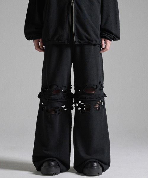 GRANCY(グランシー)の「【GRANCY】Distressed Zip Design Sweat Pants / ダメージジップデザインスウェットパンツ(スウェットパンツ・メンズ・グレー/ブラック・M/S/L)」の1枚目の写真