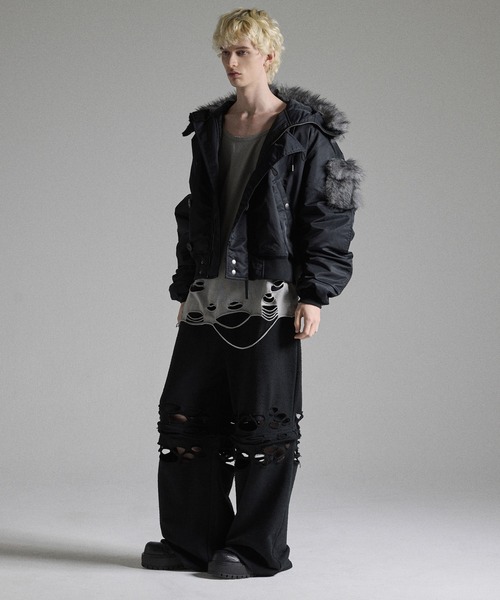 GRANCY(グランシー)の「【GRANCY】Distressed Zip Design Sweat Pants / ダメージジップデザインスウェットパンツ(スウェットパンツ・メンズ・グレー/ブラック・M/S/L)」の5枚目の写真