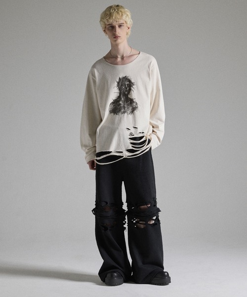 GRANCY(グランシー)の「【GRANCY】Distressed Zip Design Sweat Pants / ダメージジップデザインスウェットパンツ(スウェットパンツ・メンズ・グレー/ブラック・M/S/L)」の10枚目の写真