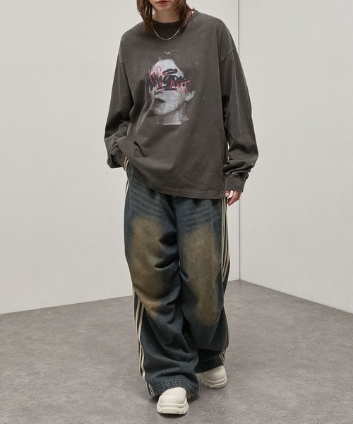 Alfred Alex(アルフレッドアレックス)の「【Alfred Alex】Faded Graphic L/S Tee / ヴィンテージ加工 フェイスグラフィック オーバーサイズロンT(Tシャツ/カットソー・メンズ・ダークネイビー/オリーブ/ブラック/レッド/ブラック系・M/L)」の17枚目の写真