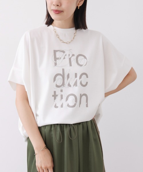 Bou Jeloud(ブージュルード)の「【吸水速乾/UVカット】スムースドライカットロゴレイヤードプルオーバー(Tシャツ/カットソー・レディース・オフホワイト/ブラック/チャコールグレー・FREE)」の2枚目の写真