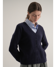 Raccoon Basic V-neck Knit Cardigan (Navy)