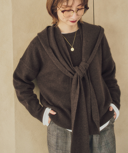 Spick & Span(スピックアンドスパン)の「ウールカシミヤフーディーストール(ストール/ショール・レディース・グレー/ブラウン/ベージュ系その他・FREE)」の10枚目の写真