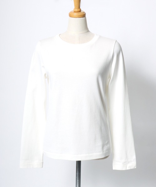 HANES(ヘインズ)の「Hanes(ヘインズ)1P クルーネックロンT SHIRO for HER/白 ホワイト 無地 長袖Tシャツ(Tシャツ/カットソー・レディース・ホワイト・M/L)」の4枚目の写真