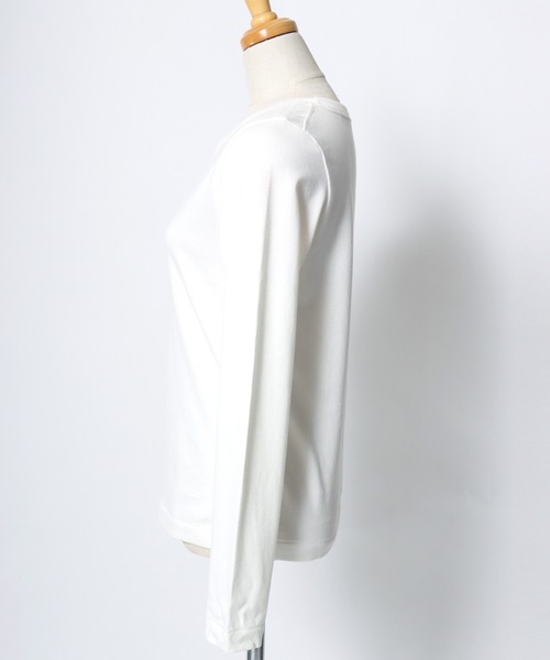 HANES(ヘインズ)の「Hanes(ヘインズ)1P クルーネックロンT SHIRO for HER/白 ホワイト 無地 長袖Tシャツ(Tシャツ/カットソー・レディース・ホワイト・M/L)」の5枚目の写真