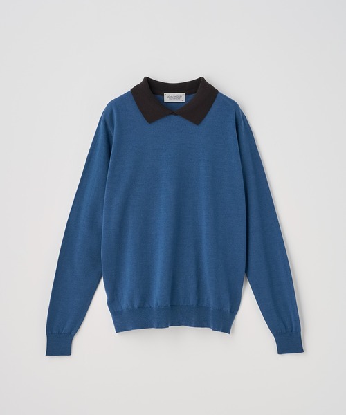 JOHN SMEDLEY(ジョンスメドレー)の「バイカラークレリック長袖ニットポロシャツ(ニット/セーター・レディース・その他・S/M)」の2枚目の写真