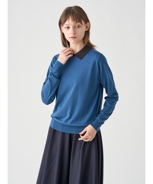 JOHN SMEDLEY(ジョンスメドレー)の「バイカラークレリック長袖ニットポロシャツ(ニット/セーター・レディース・その他・S/M)」の3枚目の写真