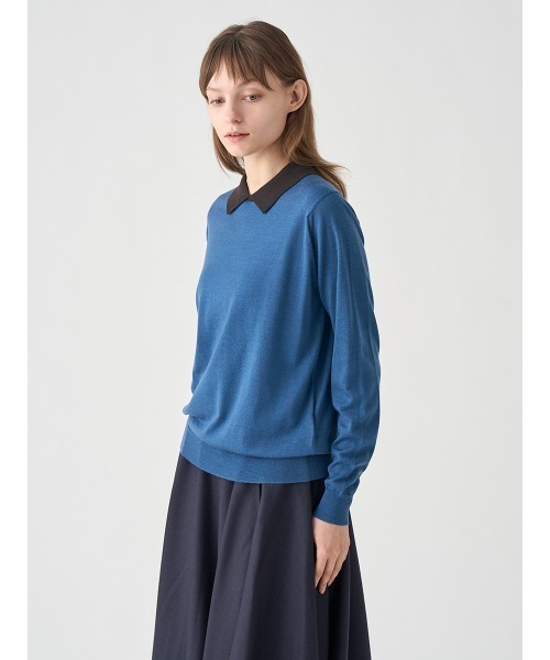 JOHN SMEDLEY(ジョンスメドレー)の「バイカラークレリック長袖ニットポロシャツ(ニット/セーター・レディース・その他・S/M)」の4枚目の写真