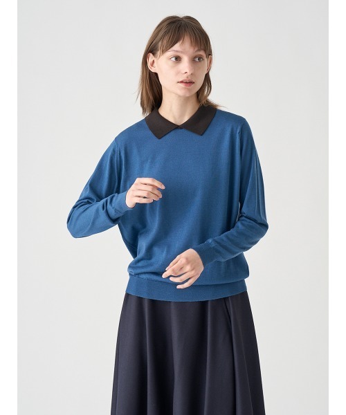 JOHN SMEDLEY(ジョンスメドレー)の「バイカラークレリック長袖ニットポロシャツ(ニット/セーター・レディース・その他・S/M)」の6枚目の写真