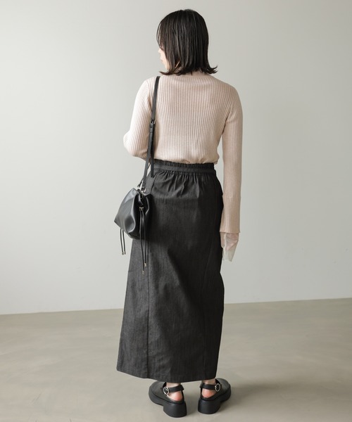 Bab(バブ)の「チュールレイヤードリブニットトップス(ハイネック)(ニット/セーター・レディース・ホワイト系その他/グレー系その他3/ブラウン/ブラック/ピンク/グレー・FREE)」の8枚目の写真
