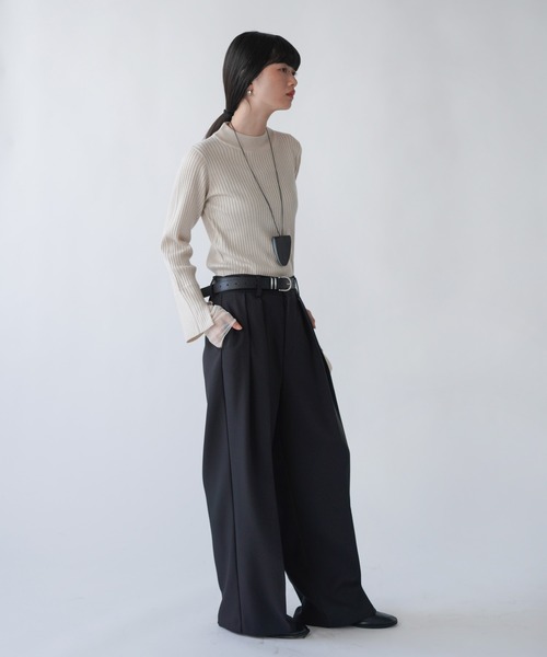 Bab(バブ)の「チュールレイヤードリブニットトップス(ハイネック)(ニット/セーター・レディース・ホワイト系その他/グレー系その他3/ブラウン/ブラック/ピンク/グレー・FREE)」の20枚目の写真