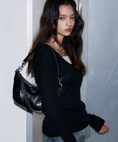 LEATHERY（レザリー）の「ヴィンテージチェーンクロスショルダーバッグ_ミニ [ブラック]（ショルダーバッグ・レディース・その他・FREE）」の2枚目の写真