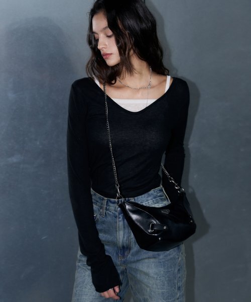 LEATHERY（レザリー）の「ヴィンテージチェーンクロスショルダーバッグ_ミニ [ブラック]（ショルダーバッグ・レディース・その他・FREE）」の4枚目の写真