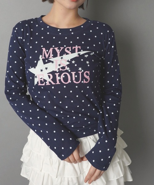 SPINNS(スピンズ)の「長袖カットソー/ドットロゴ/ガールズストリート(Tシャツ/カットソー・レディース・ネイビー/ミント/グレー/ブラウン・ONESIZE)」の11枚目の写真