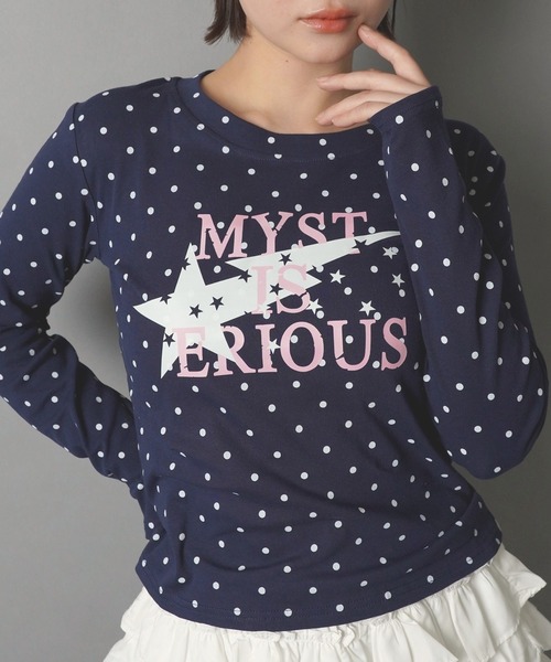 SPINNS(スピンズ)の「長袖カットソー/ドットロゴ/ガールズストリート(Tシャツ/カットソー・レディース・ネイビー/ミント/グレー/ブラウン・ONESIZE)」の12枚目の写真