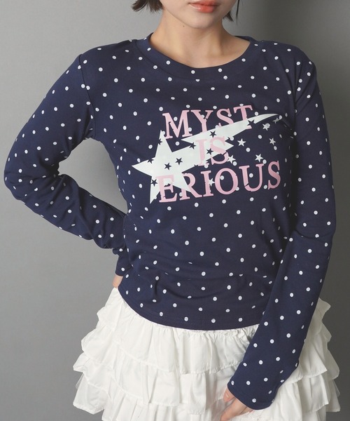SPINNS(スピンズ)の「長袖カットソー/ドットロゴ/ガールズストリート(Tシャツ/カットソー・レディース・ネイビー/ミント/グレー/ブラウン・ONESIZE)」の10枚目の写真