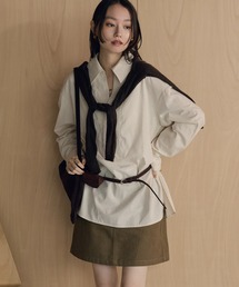 back tuck stripe oversized shirt /バックタックストライプオーバーシャツ