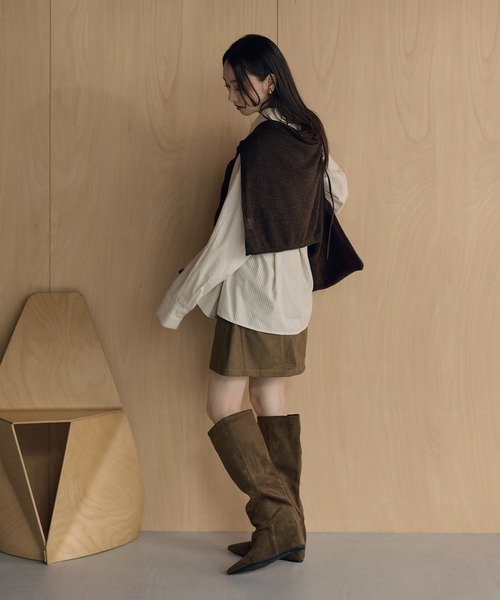 LAULEN（ローレン）の「back tuck stripe oversized shirt /バックタックストライプオーバーシャツ（シャツ/ブラウス・レディース・ベージュ/ホワイト・FREE）」の4枚目の写真